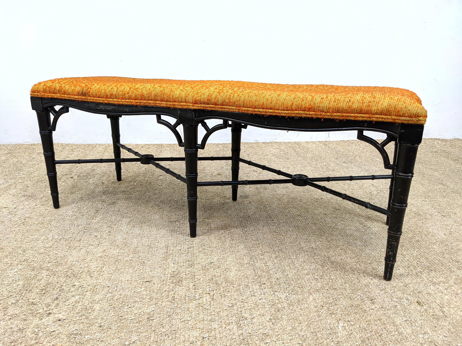 Classical Faux Bamboo Long Bench. Ebonized.: Classical Faux Bamboo Long Bench. Ebonized.-- Dimensions: H: 18 inches: W: 45 inches: D: 16 inches ---