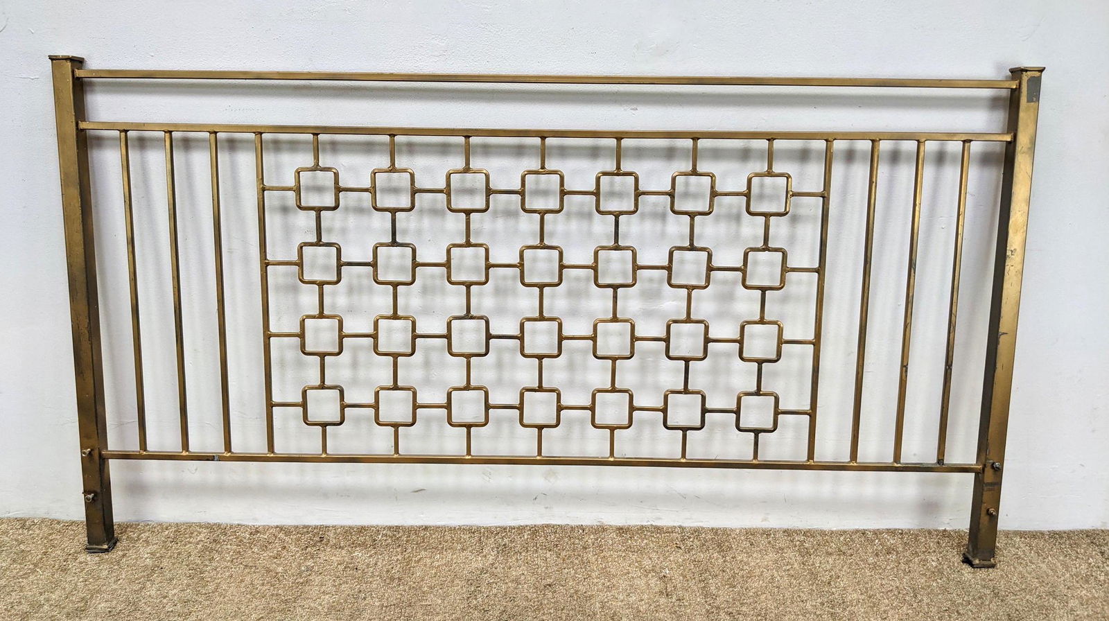 Gold Tone Metal Lattice Form Bed Headboard.: Gold Tone Metal Lattice Form Bed Headboard. -- Dimensions: H: 41 inches: W: 77 inches: D: 2 inches ---
