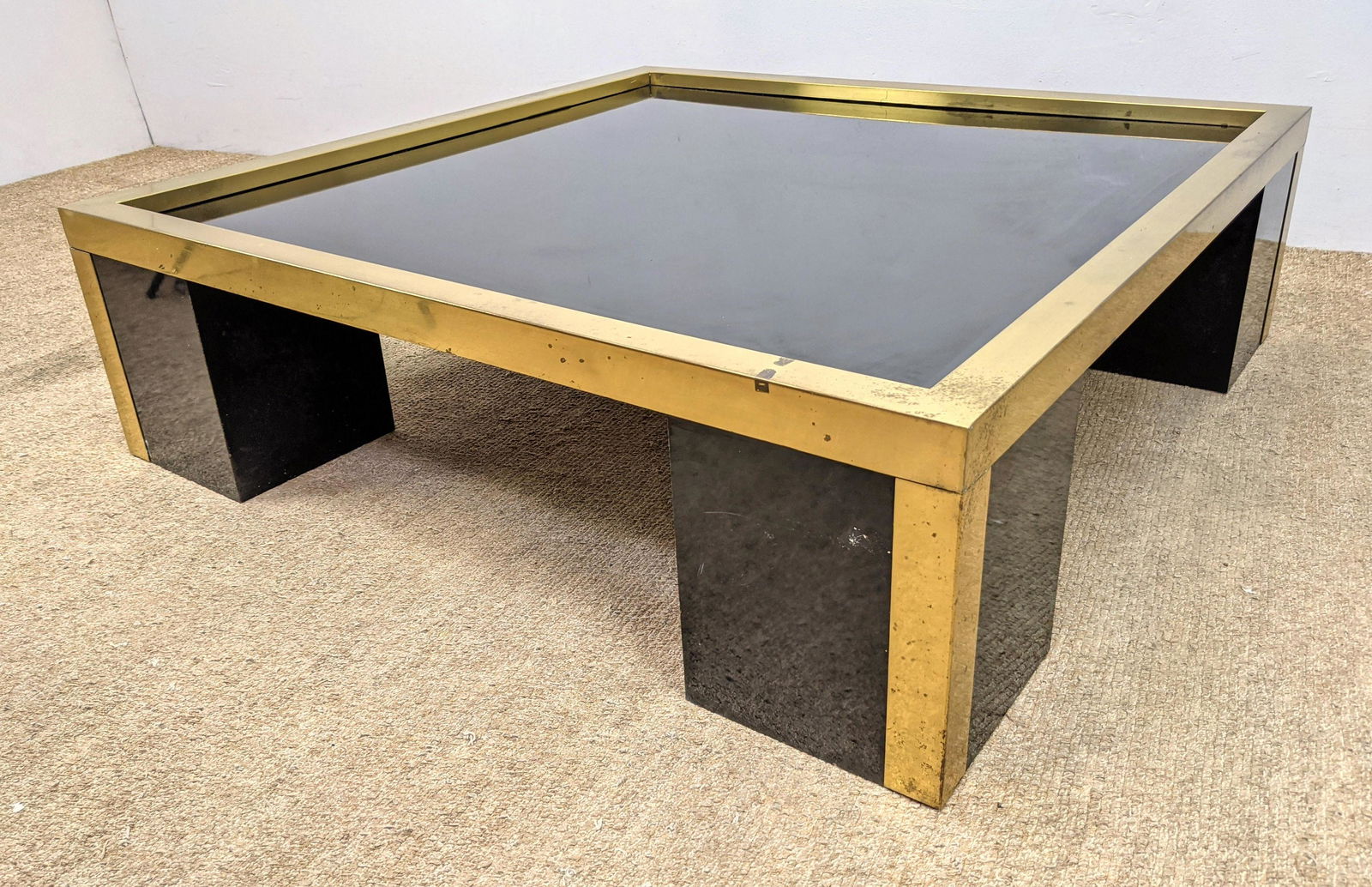 Modernist Square Brass Trimmed Cocktail Coffee Table. T (1 of 14)