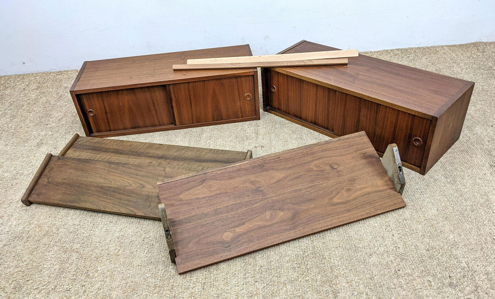 5pc Mid Century Wall Cabinets and Shelves. Two Cabinets (1 of 13)