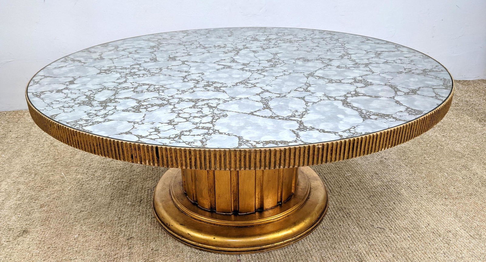 Patterned Mirror Top Gilt Column Form Cocktail Table. E (1 of 14)