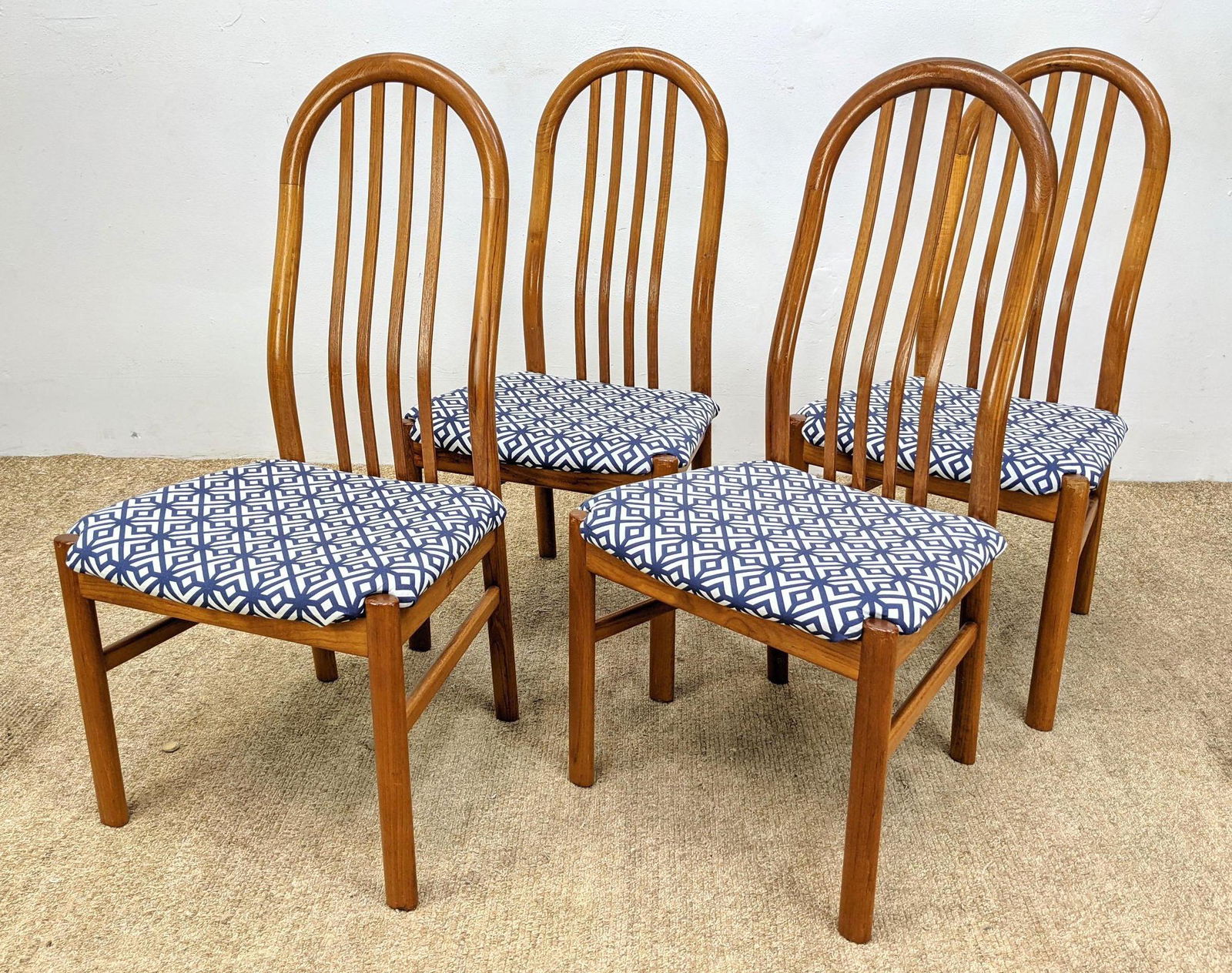 Set 4 Danish Teak modern Dining Chairs. Arched Backs wi (1 of 10)