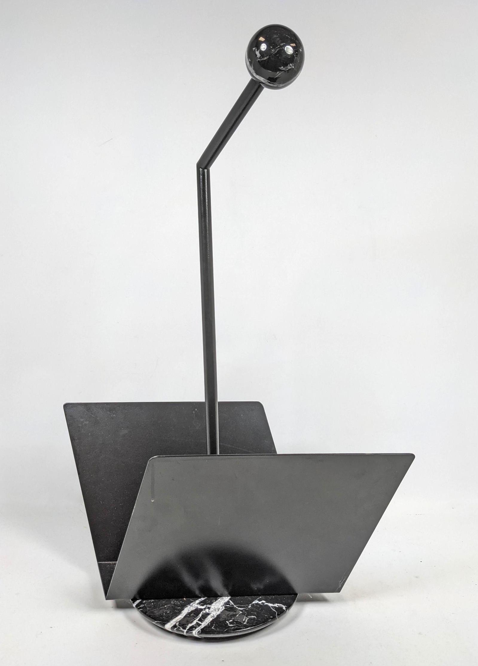 FLY LINE Modernist Italian Black Magazine Rack. Round m (1 of 10)