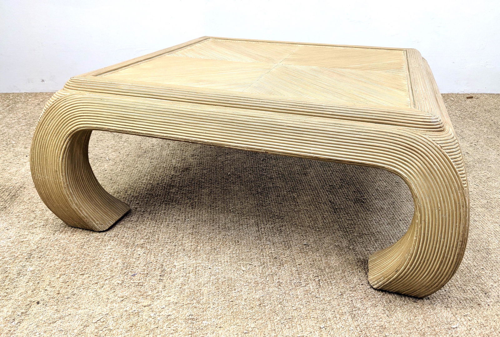 Large Pencil Reed Rattan Coffee Table. Curved legs. (1 of 11)