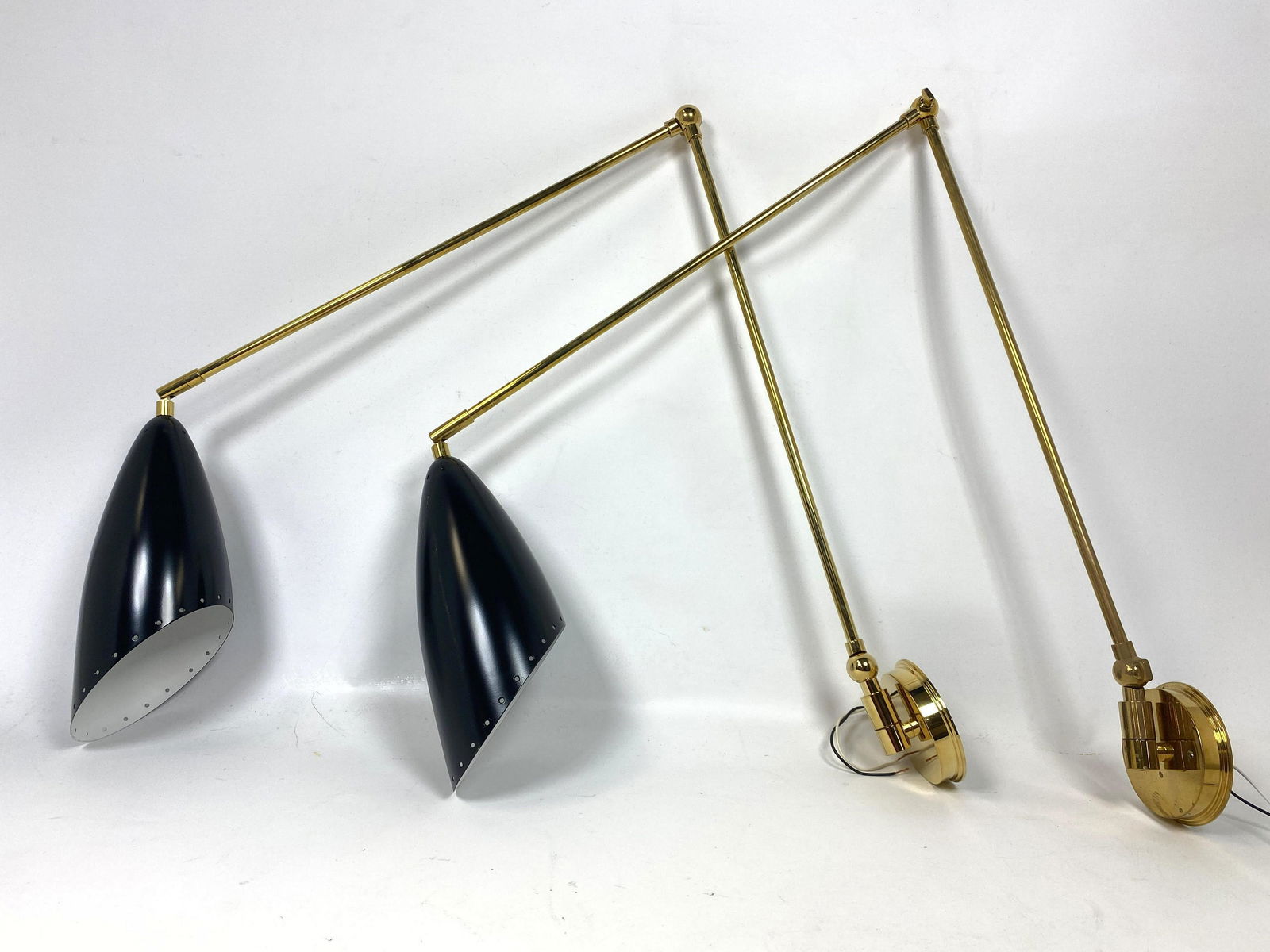 Pair Brass Adjustable Arm Wall Light Lamps. Stilnovo st (1 of 15)