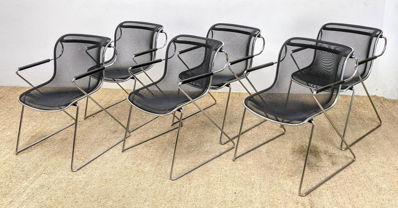 6pcs Italian Style Stacking Chairs. Wire Mesh. (1 of 20)