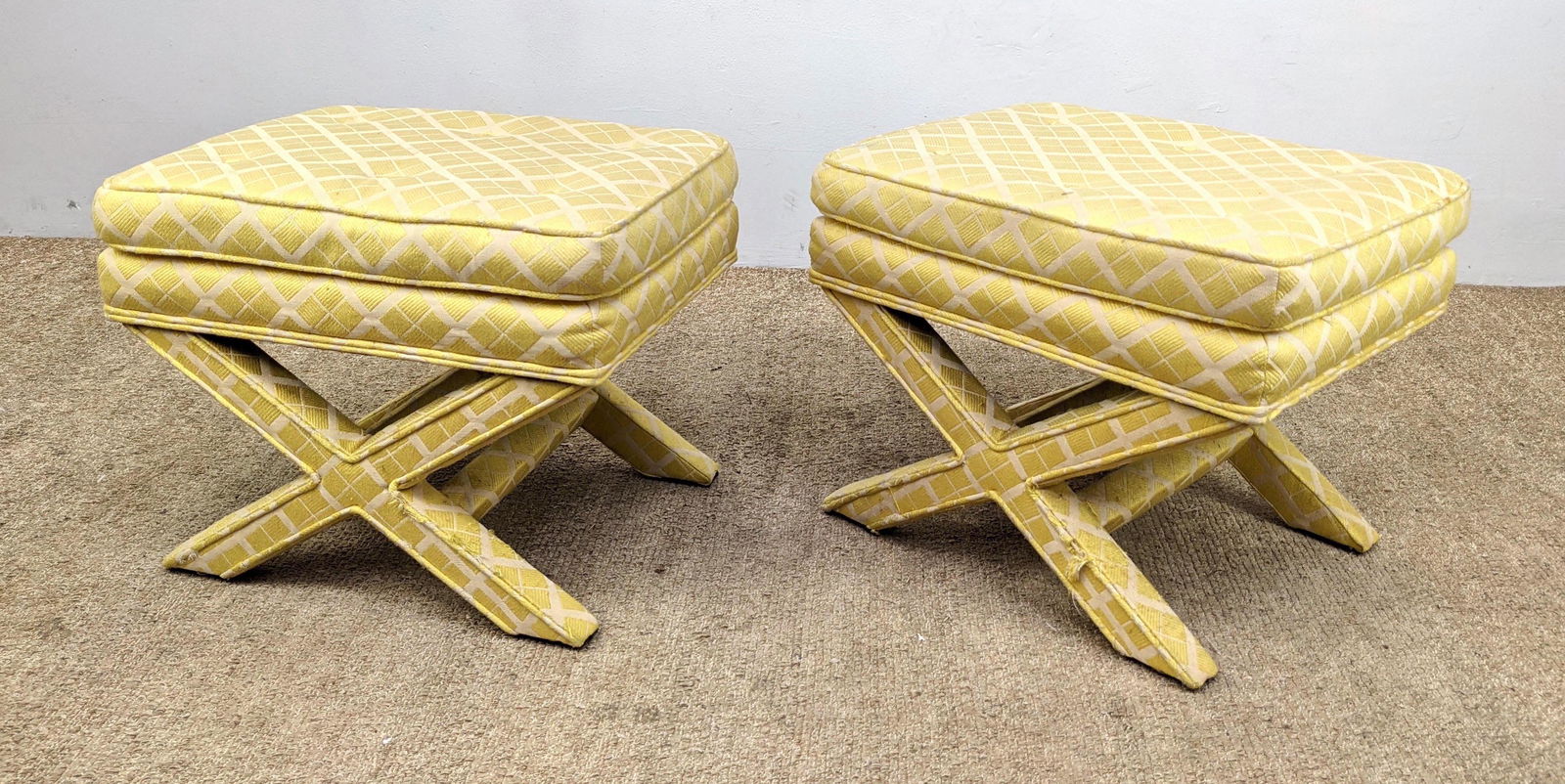 Pair X Base Stool Ottomans. (1 of 10)