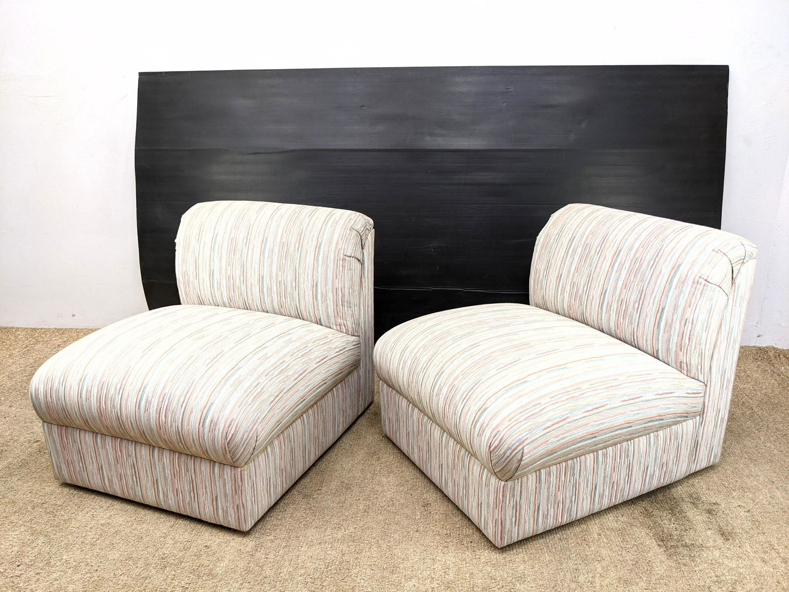 Pair Decorator Armless Lounge Chairs. (1 of 12)