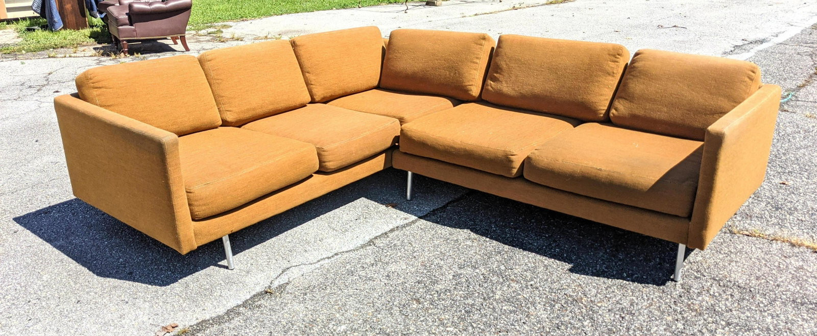 SEGEFIELD Two Section L Shaped Sofa. Some wear and blem: SEGEFIELD Two Section L Shaped Sofa. Some wear and blemishes.-- Dimensions: H: 29.5 inches: W: 95.5 inches: D: 95.5 inches ---