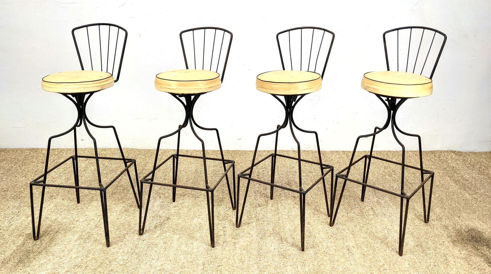 Set of 4 Hairpin Iron Bar Stools with Backs. Weinberg s (1 of 16)
