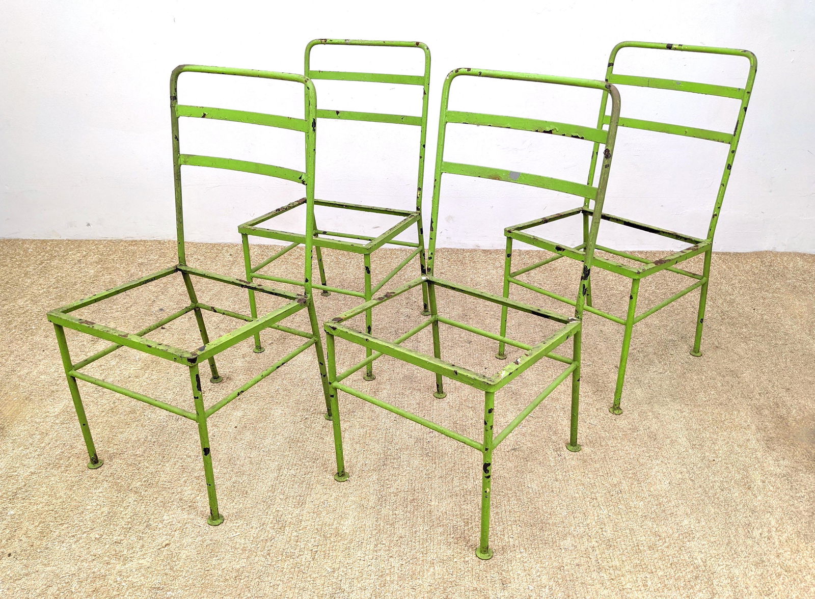 Set 4 Painted Green Metal Chair Frames. FRAMES ONLY (1 of 16)