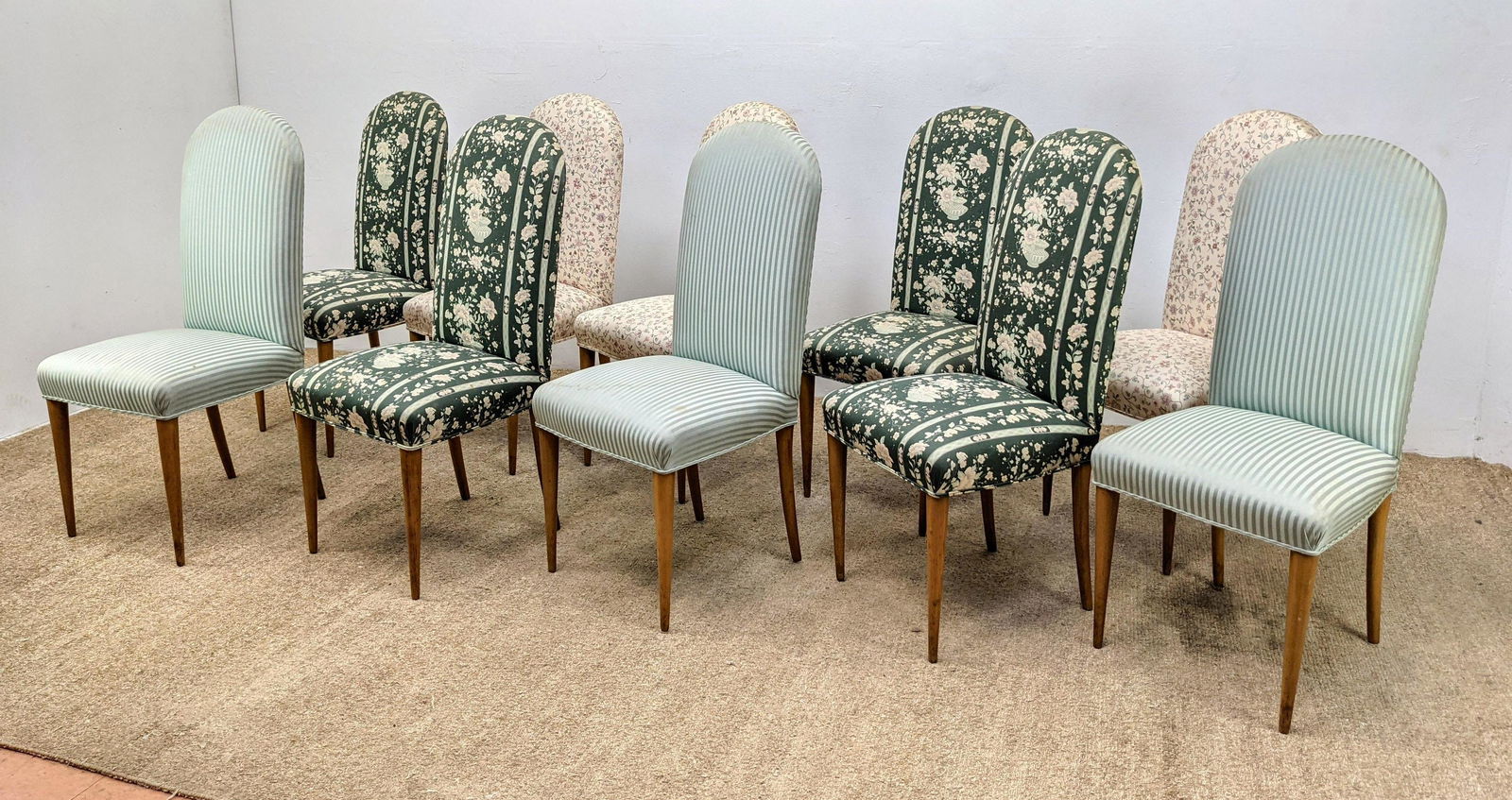 Set 10 upholstered Dining Chairs. Assorted Fabric Uphol (1 of 15)