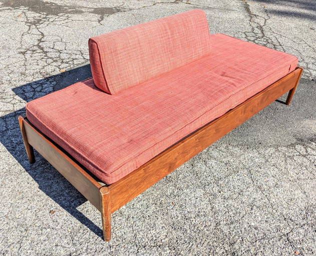 Mid Century Daybed Sofa. Wood Frame. Single Wedge back (1185) on Sep