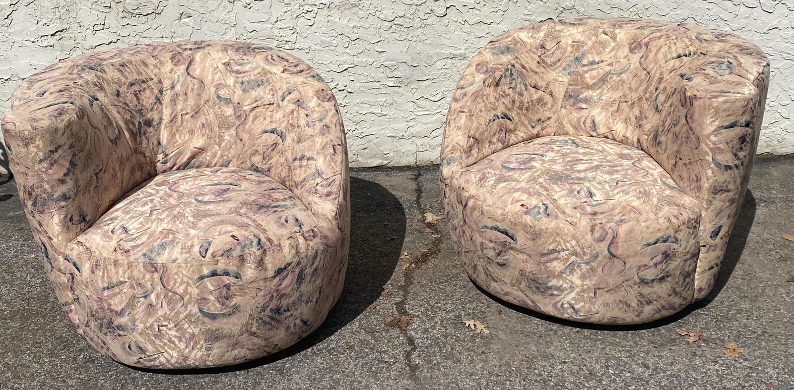 Pr Modernist Swivel Lounge Chairs. Fully upholstered wi (1 of 12)