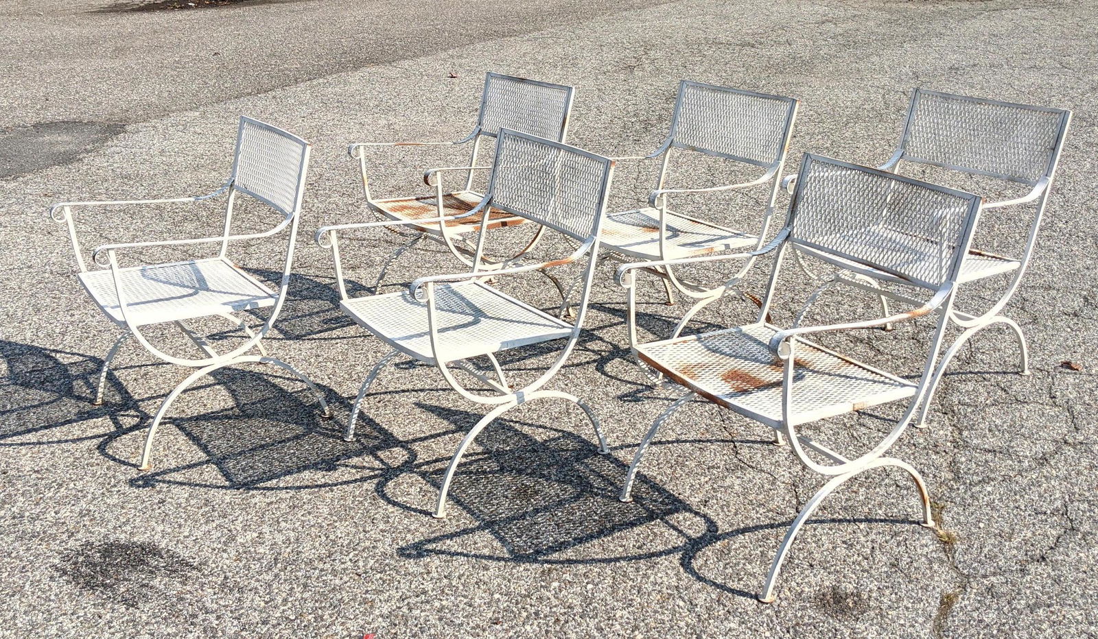 Set 6 Iron Outdoor Garden Chairs. Open Arms. Diamond me (1 of 11)
