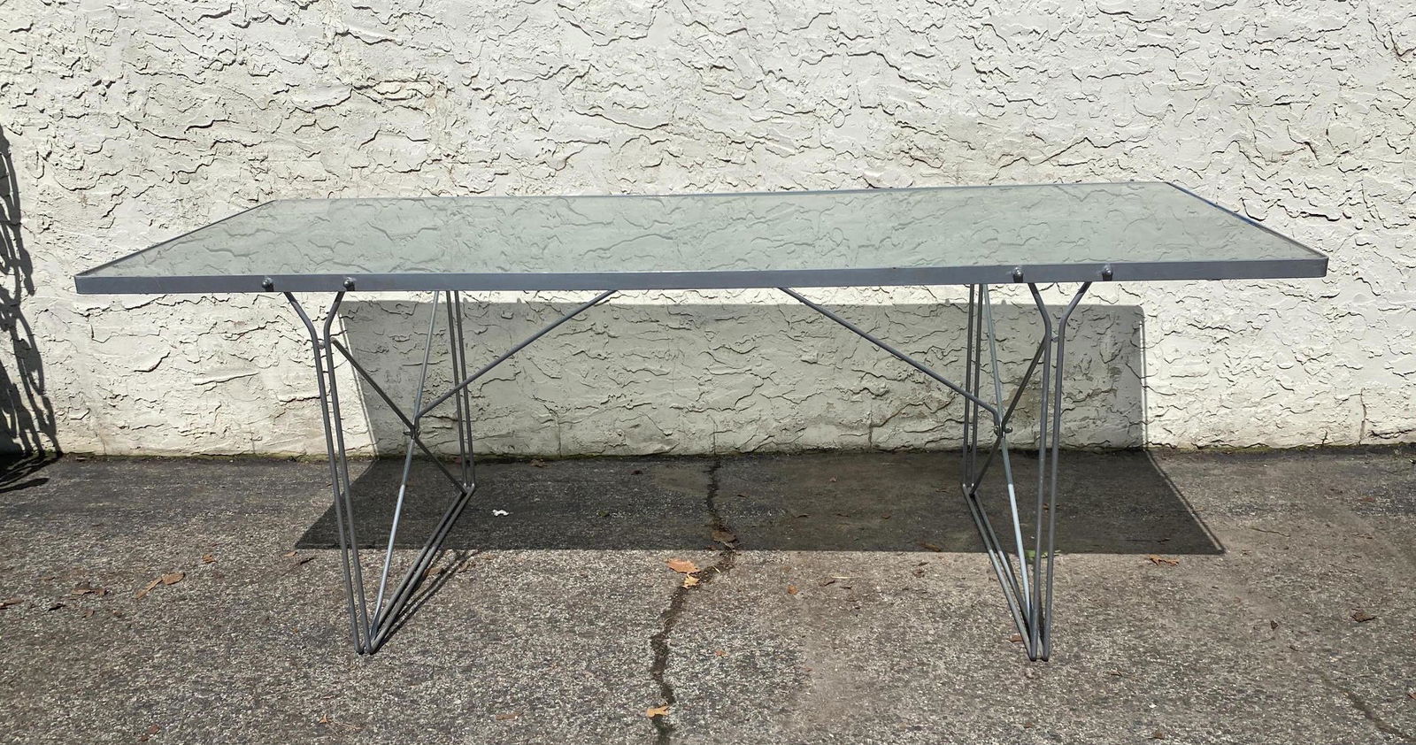 Glass Top Dining Table. Metal Base. (1 of 8)