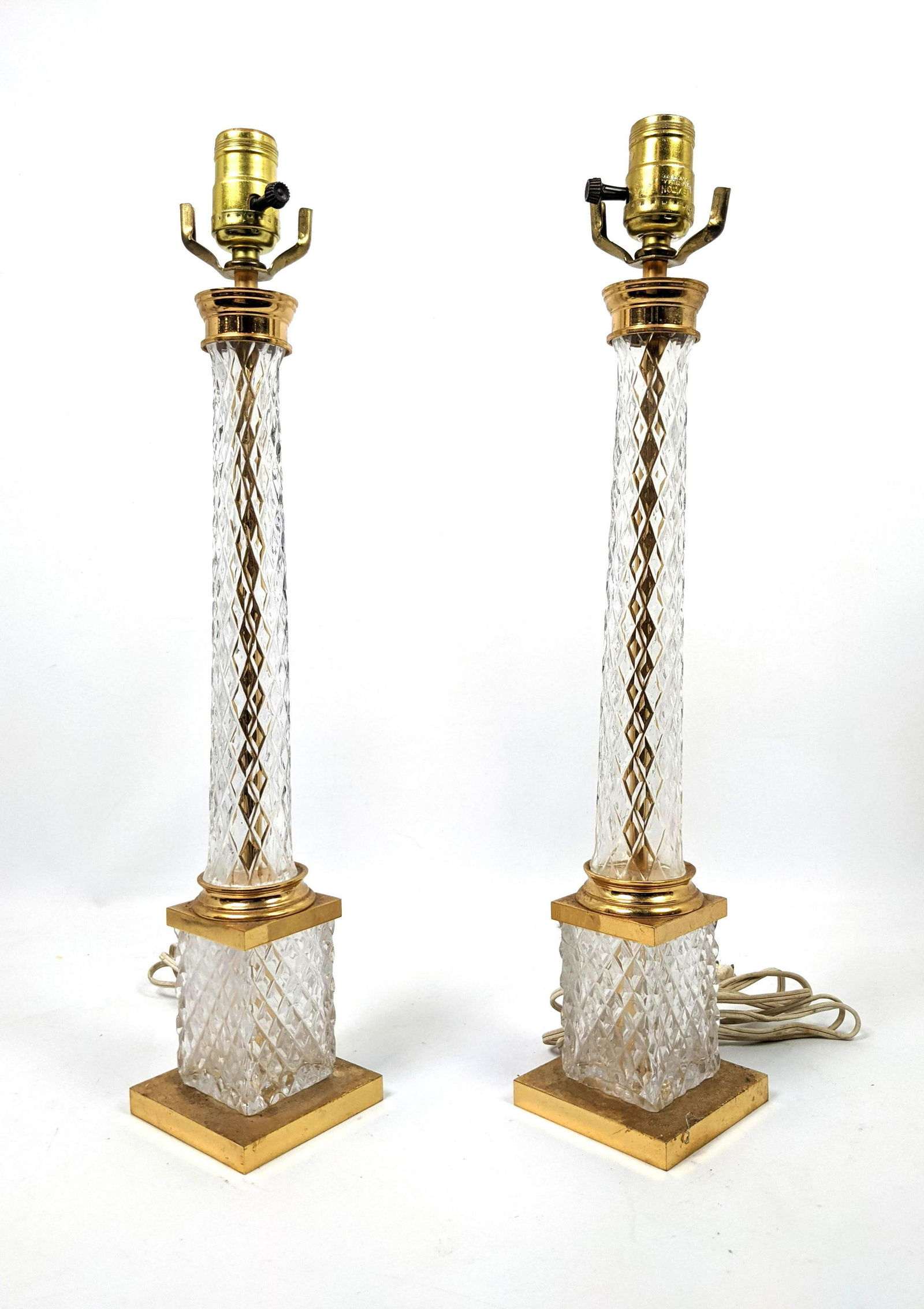Pr Crystal and Brass Column Form Table Lamps (1 of 9)