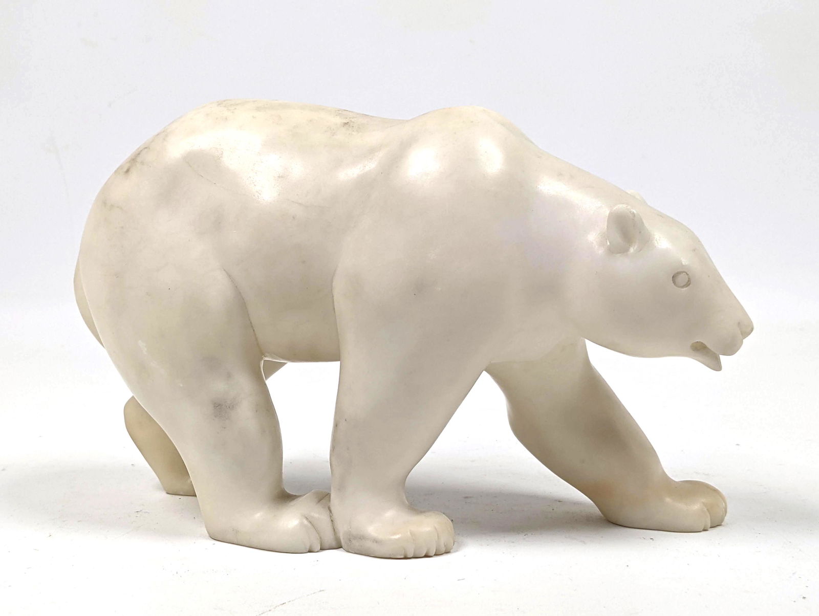Carved Alabaster Figural Polar Bear Sculpture. Nice For (1 of 10)