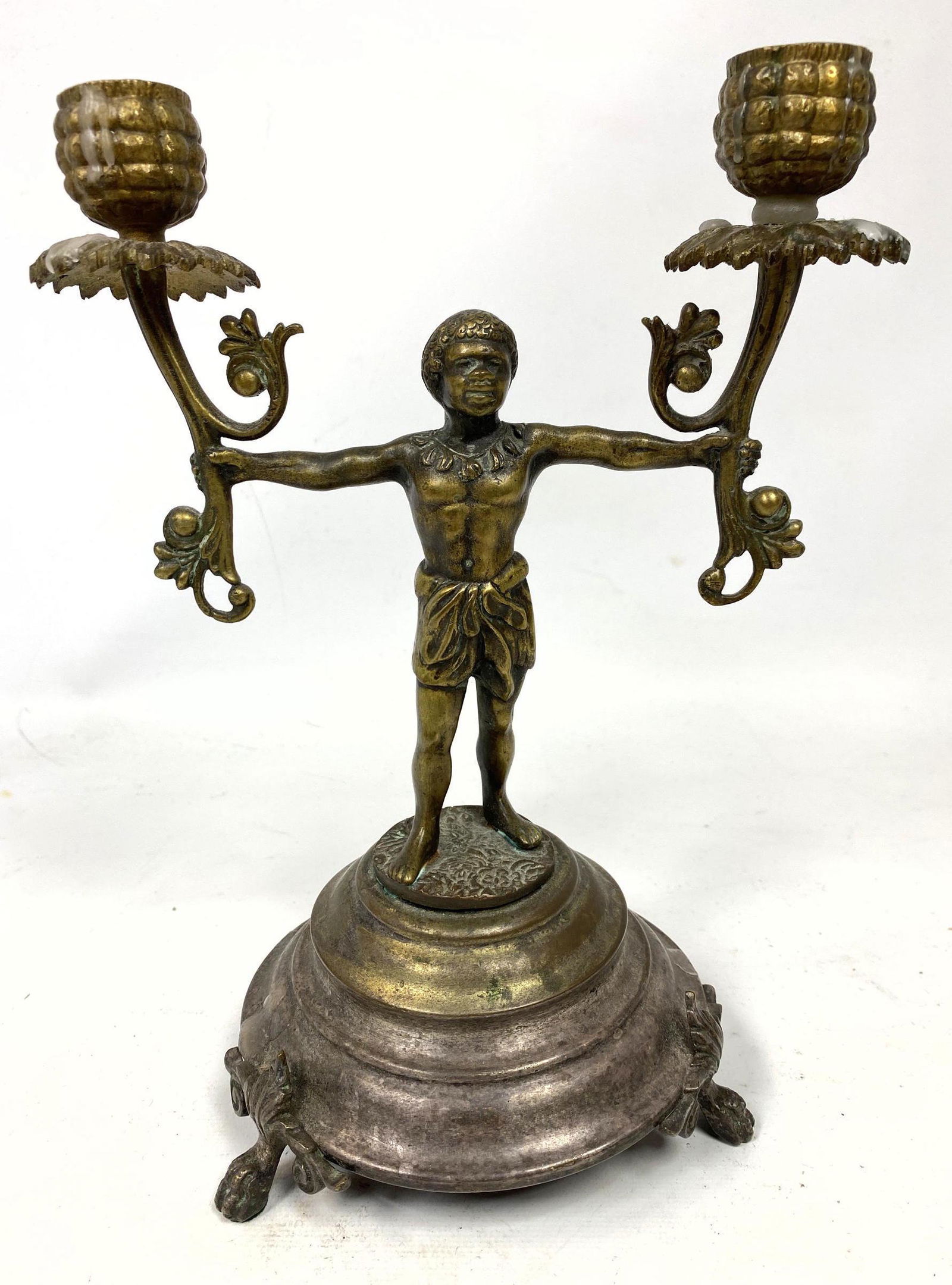 Figural Brass Candle Holder. (1 of 11)