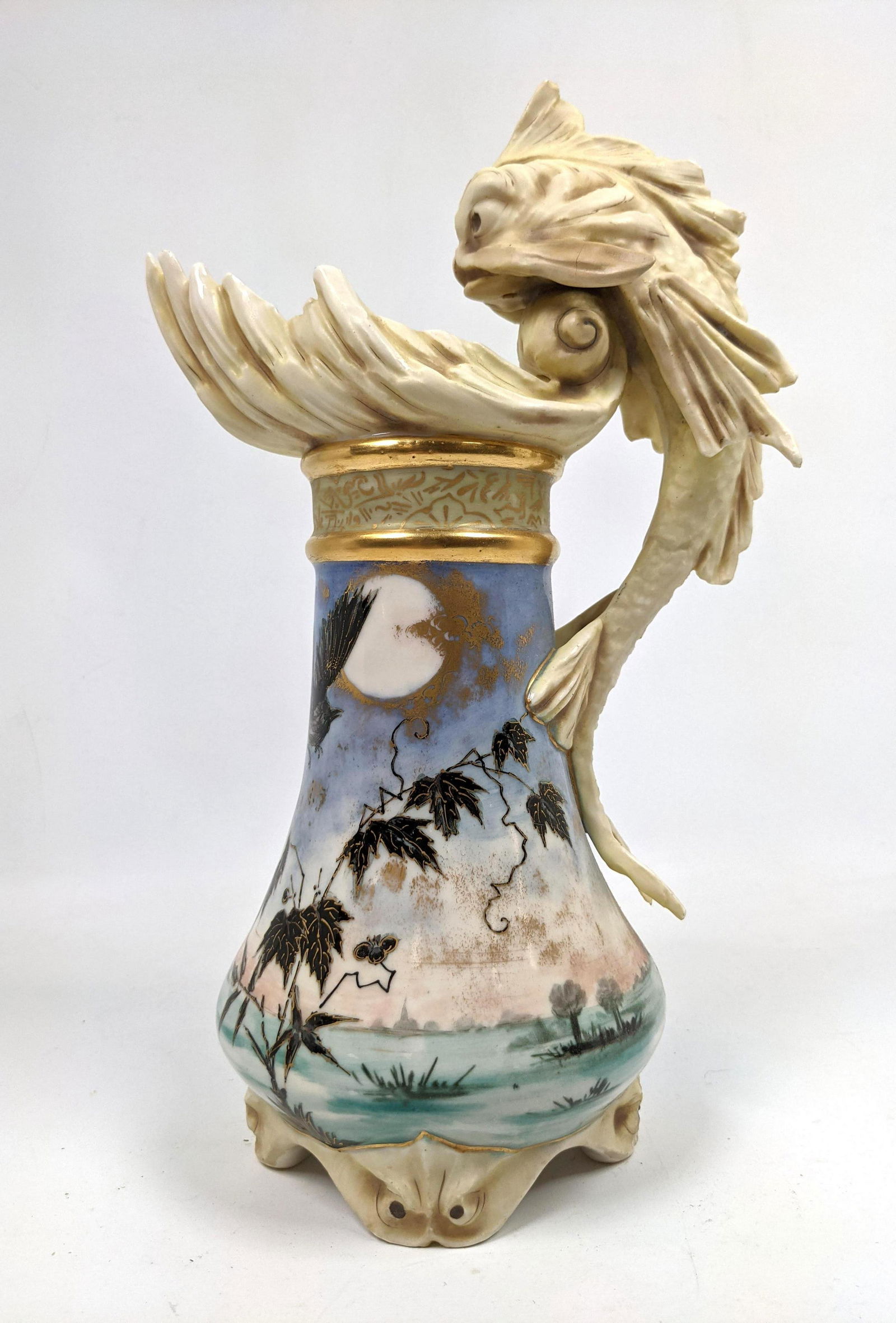 Amphora Austrian Style Art Pottery Vase Footed Ewer. Or (1 of 15)