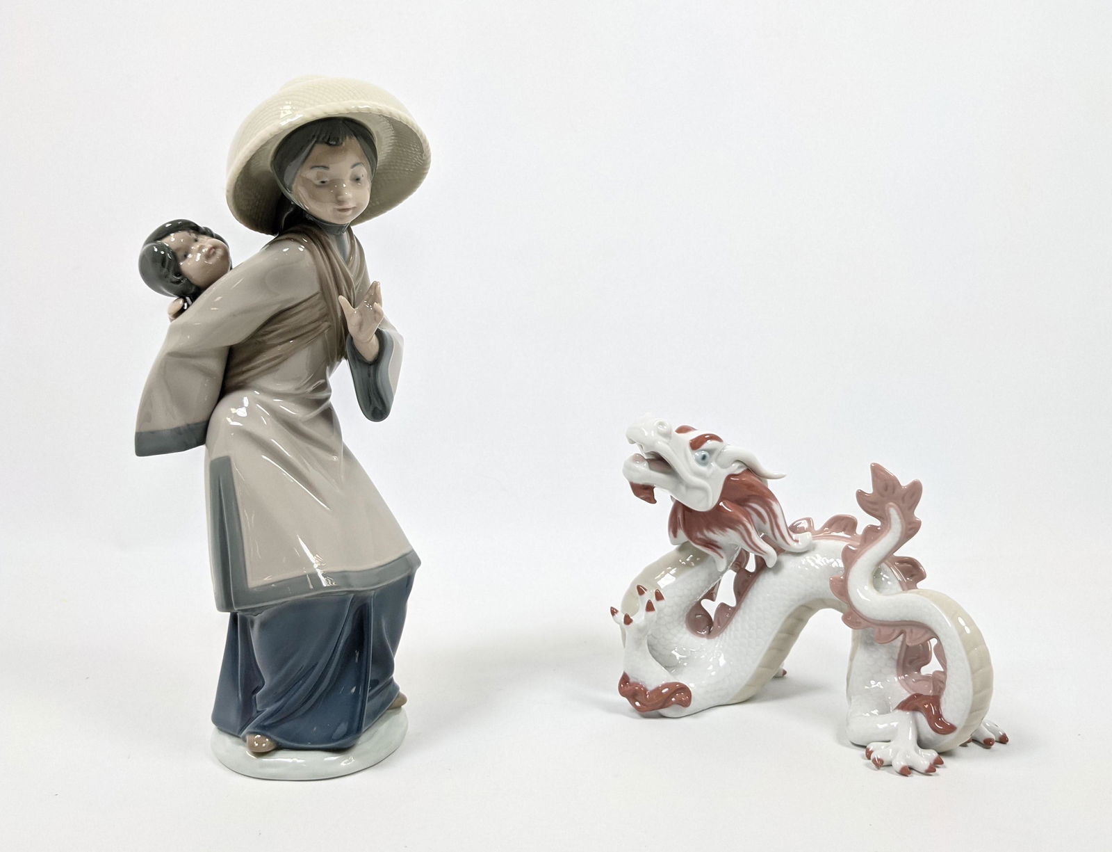2pc LLADRO Porcelain Figures Sculptures. 1). Asian Woma (1 of 16)