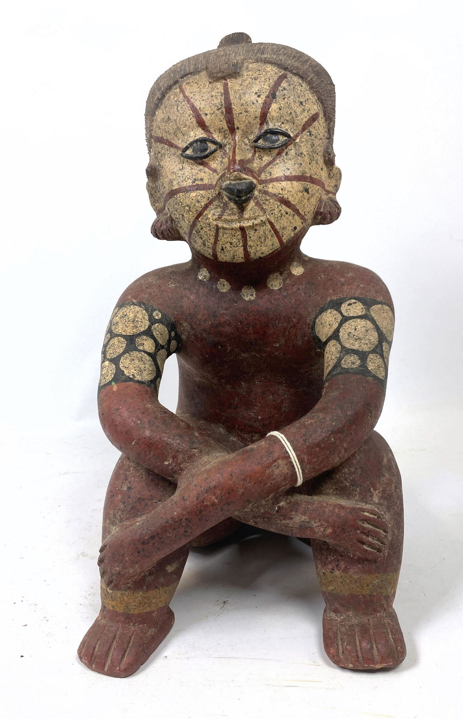 Ceramic Tribal Seated Figure Sculpture. Decorative pain (1 of 10)