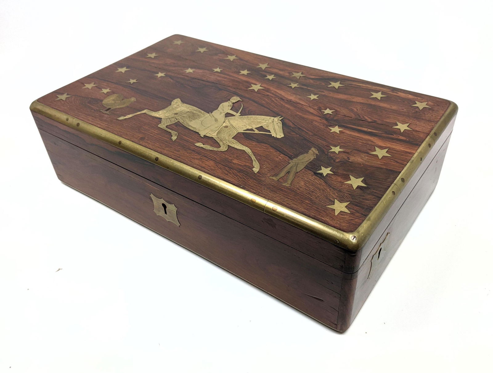 GEORGE W WILLIAMS Brass Inlaid Wood Box. Rosewood box w (1 of 16)
