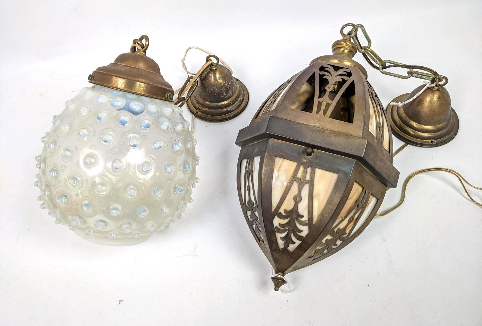 2pc Vintage Hanging Pendant Light Fixtures. Lamps. One (1 of 16)