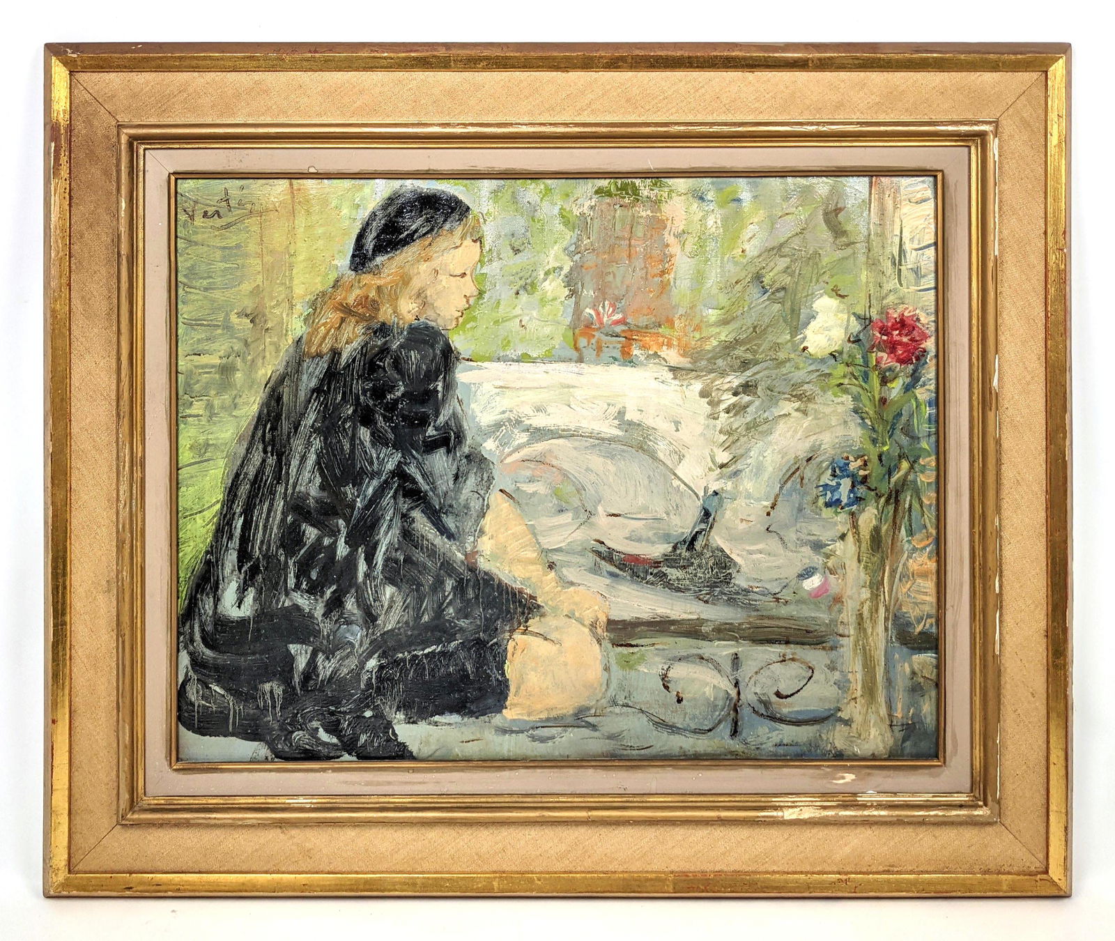 MARCEL VERTES Impressionist Painting. Seated Woman. (1 of 10)