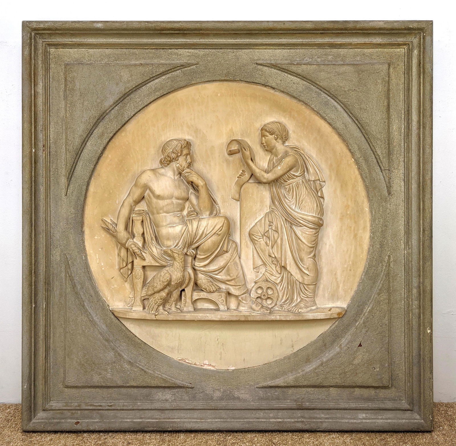 Large Framed Plaster Relief Wall Art Medallion. Classic (1 of 12)