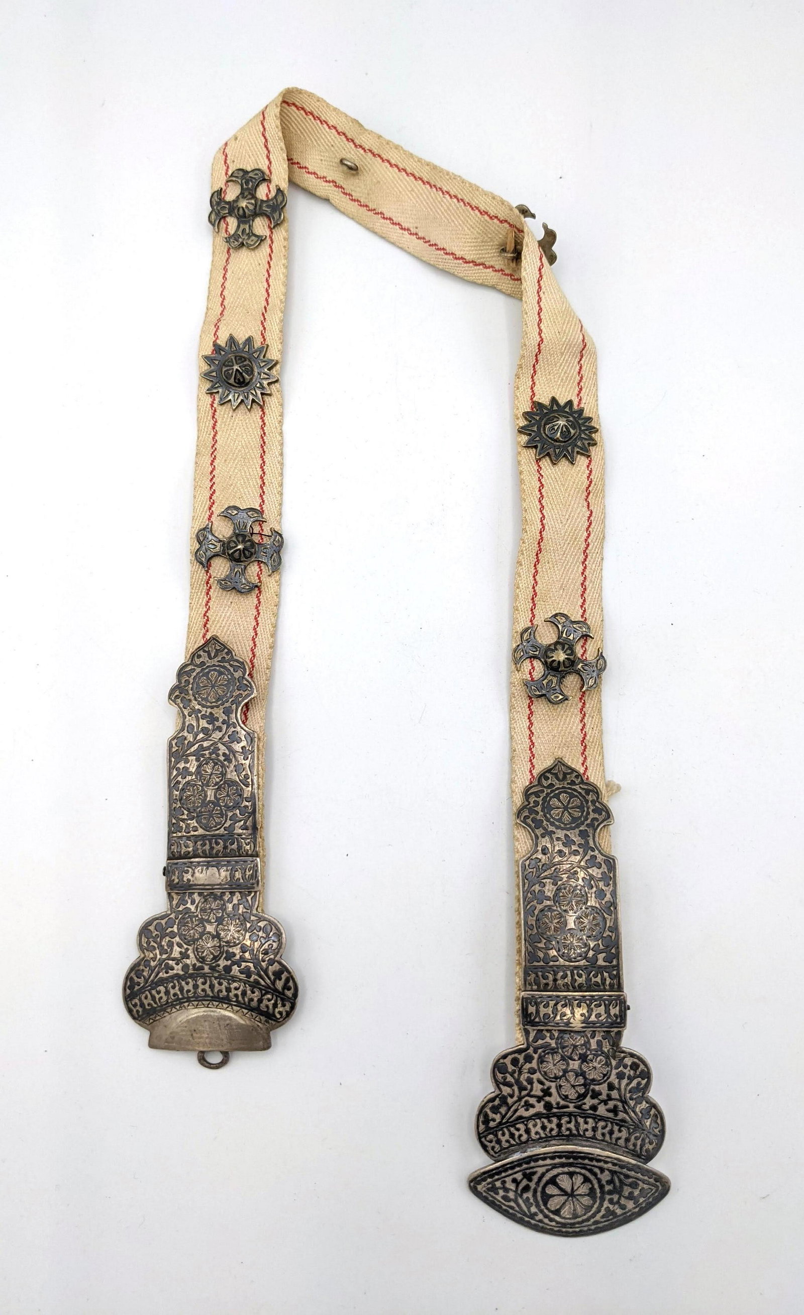 Russian Niello Belt Silver.: Russian Niello Belt Silver. -- Dimensions: H: 30 inches: W: 2.25 inches: D: .25 inches ---