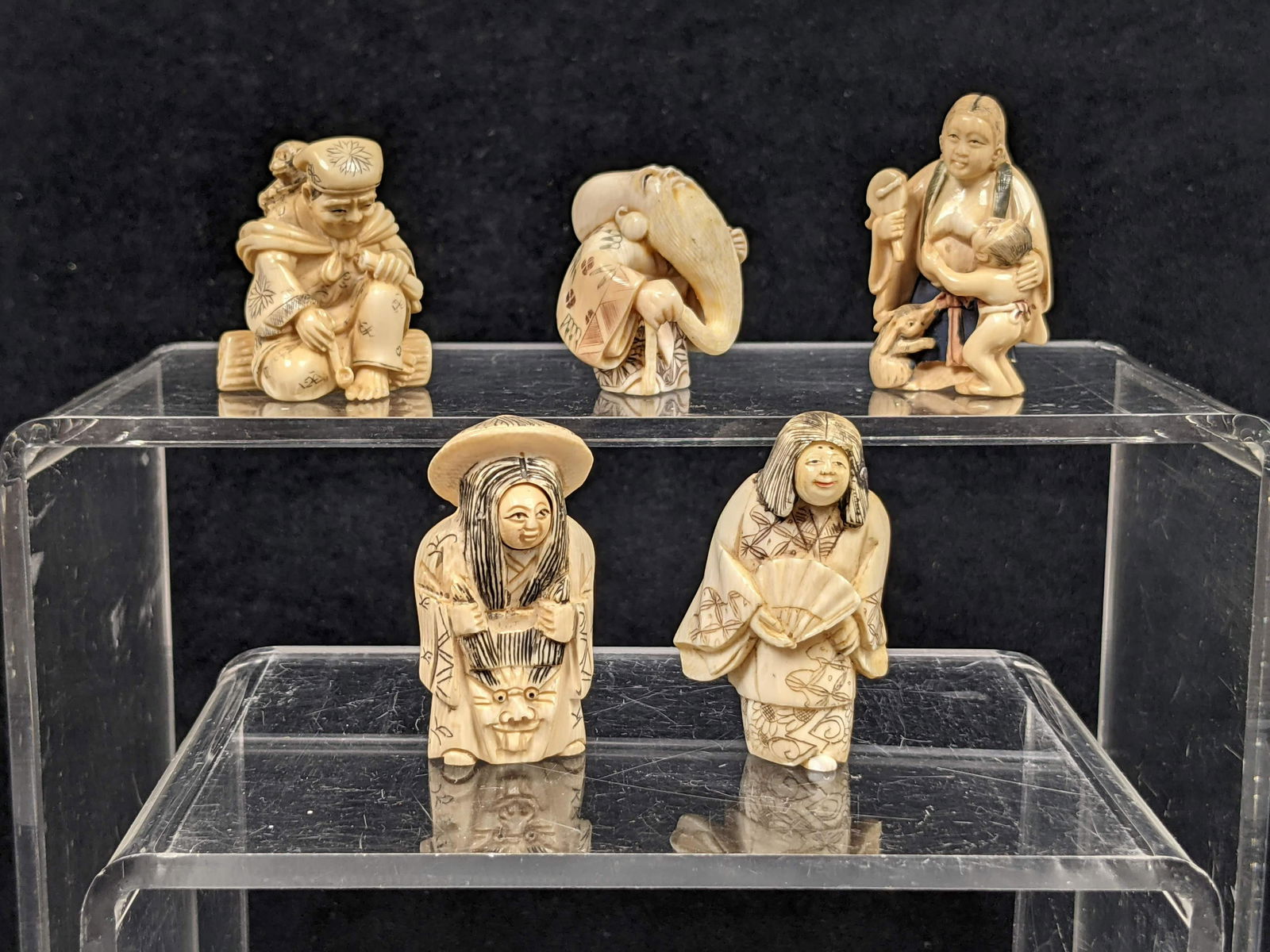 Collection of 5 Contemporary  Carved Figures.  Japanese (1 of 16)