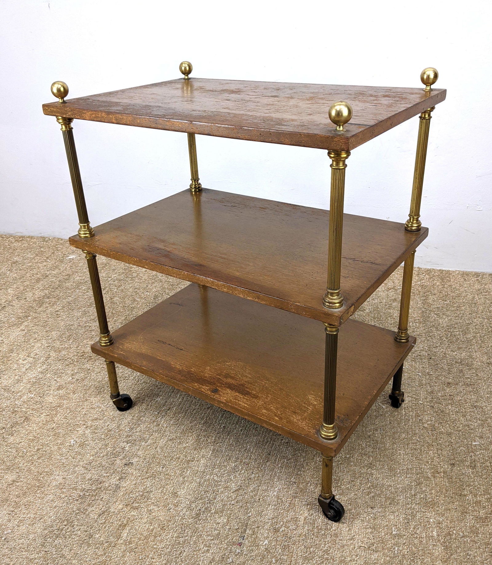 Three Tier Table Stand. Three wood shelves levels suppo (1 of 13)