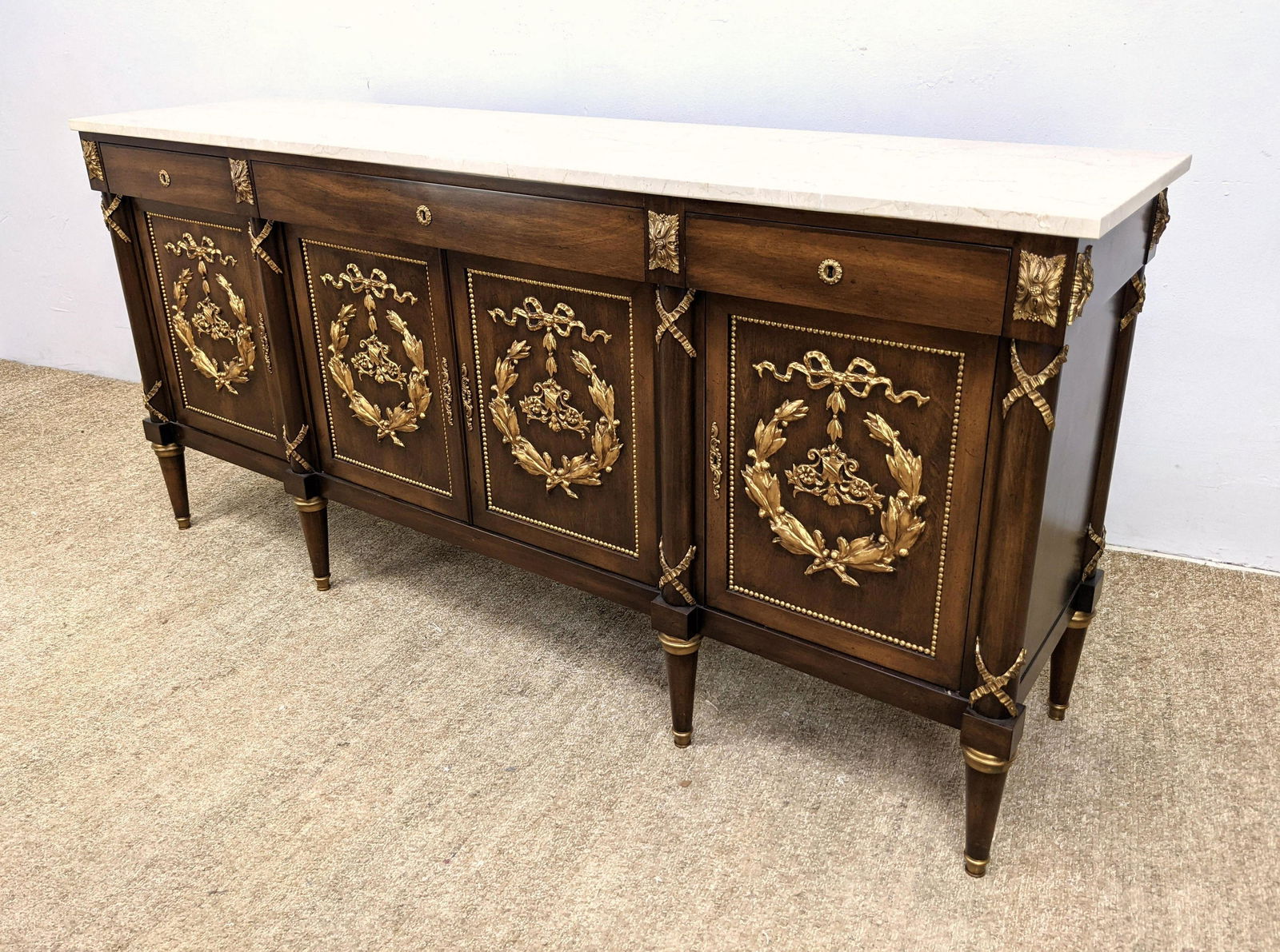 Stone Top Sideboard.  Fancy drape and wreath trim. Rais (1 of 10)