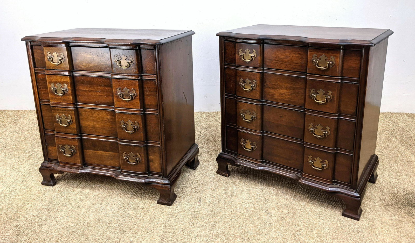 Pr Block Front Mahogany Bachelors Chests Dressers. PERM (1 of 14)