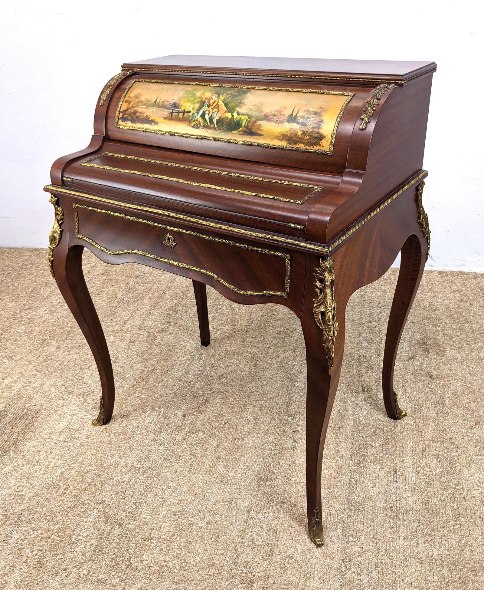 VERNIS MARTIN  style roll top desk. Scenic design. Gilt (1 of 16)