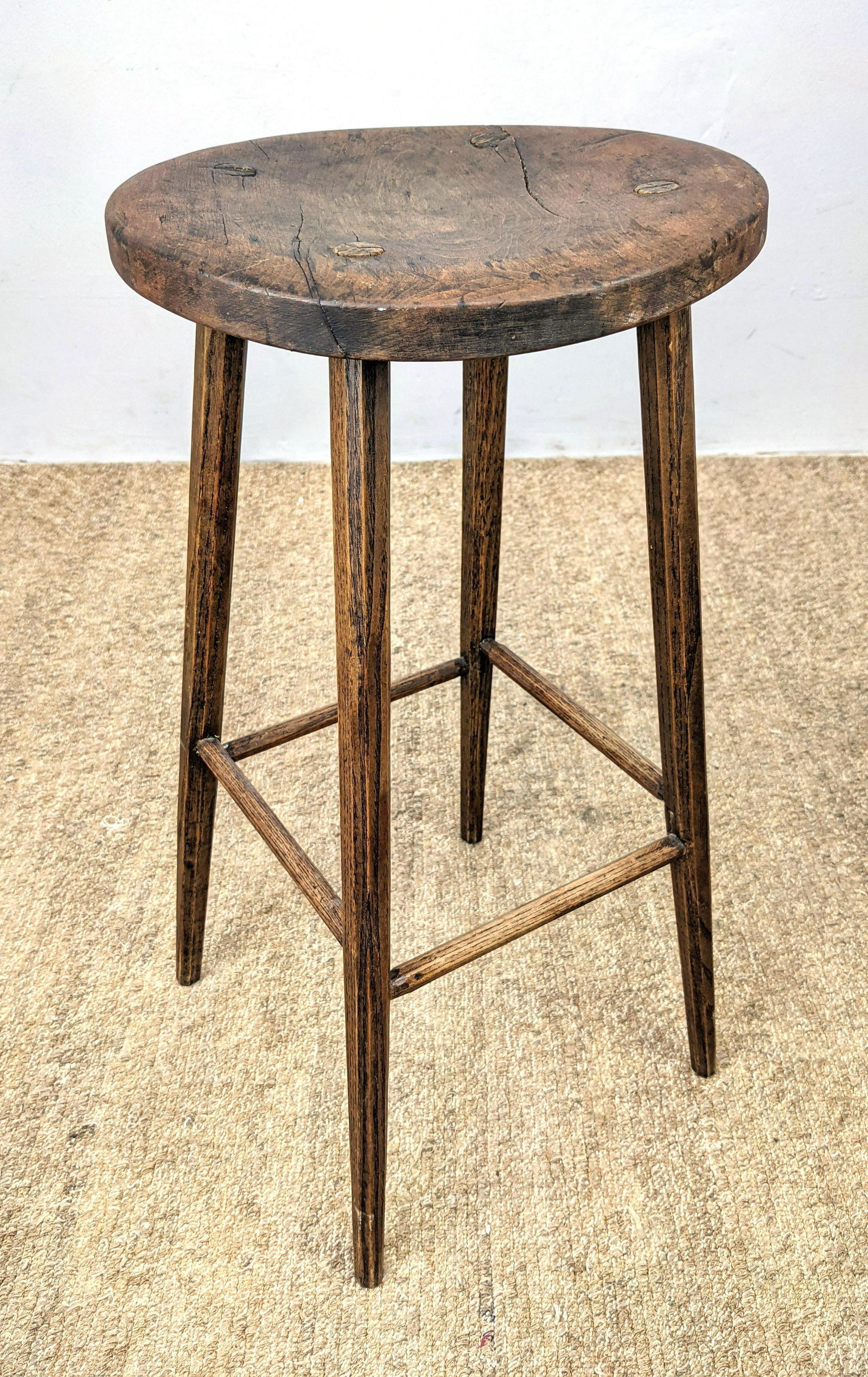 Primitive 4 legged Stool. Tapered legs. (1 of 9)