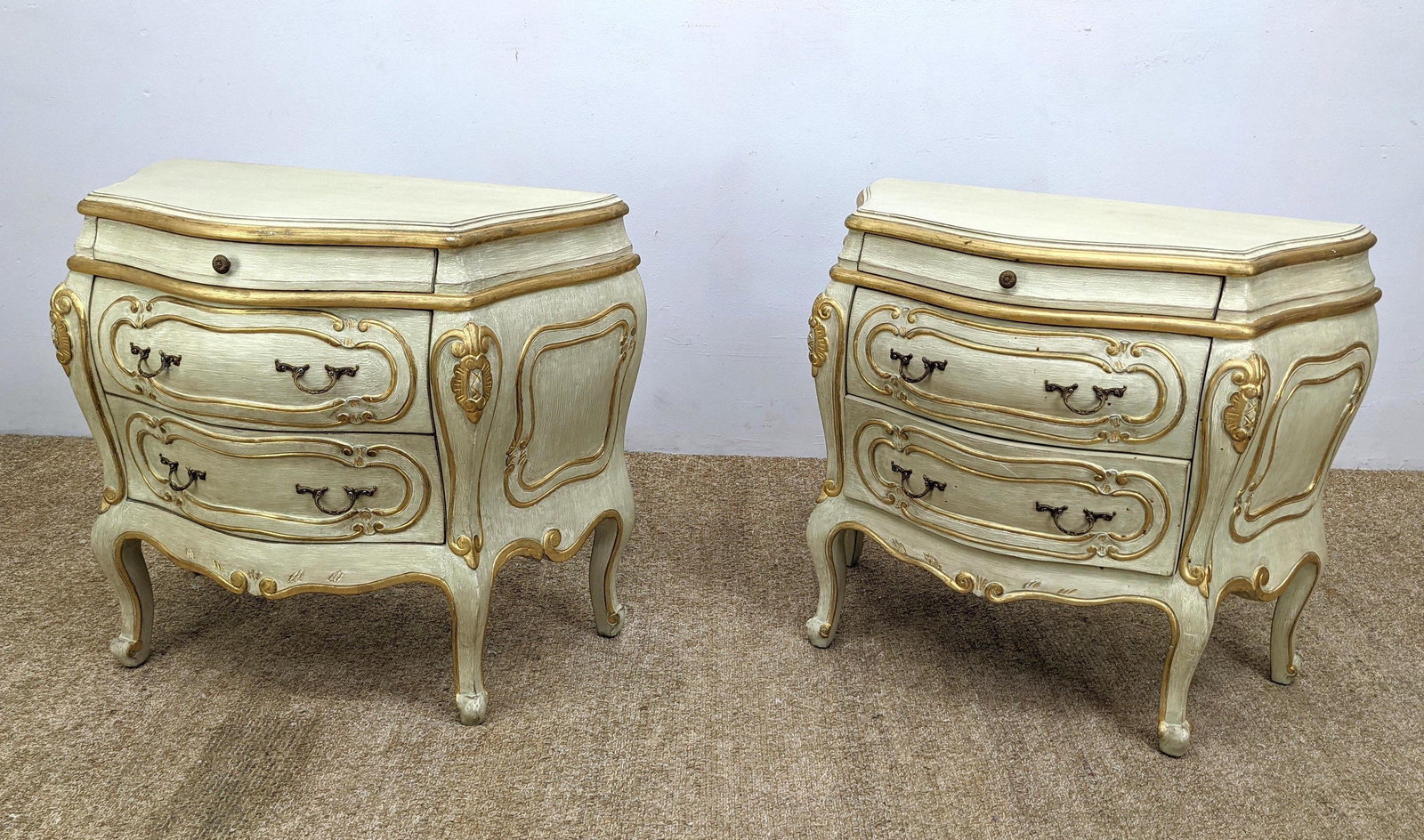Pr French Provincial Painted Side Tables. Night Stands. (1 of 10)