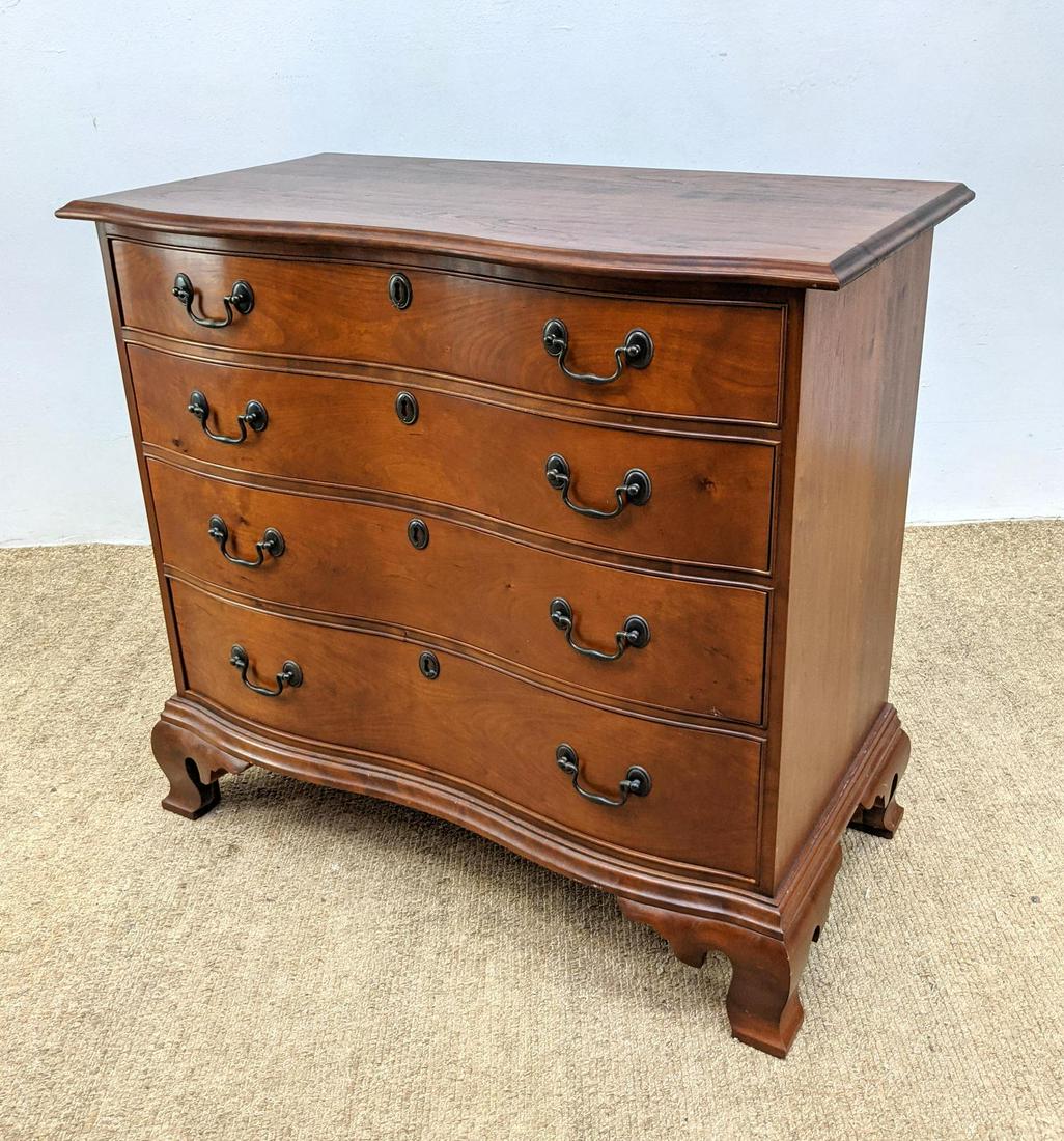 ELDRED WHEELER Handmade Crafted Serpentine Chest. Brack: ELDRED WHEELER Handmade Crafted Serpentine Chest. Bracket Feet. Label. -- Dimensions: H: 34.25 inches: W: 38 inches: D: 19.75 inches ---
