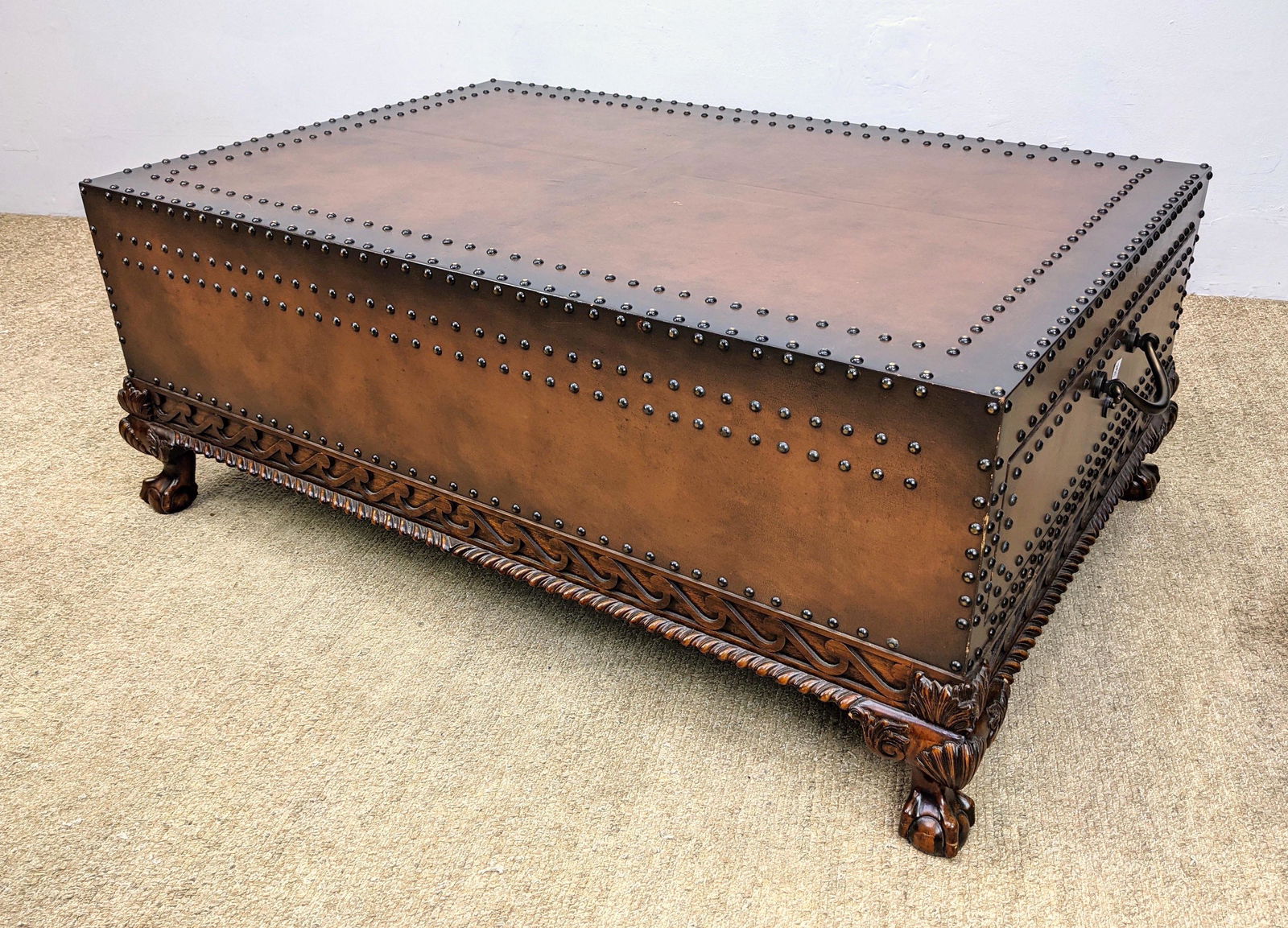 POLO by RALPH LAUREN Leather Coffee Table. Metal Stud D (1 of 9)