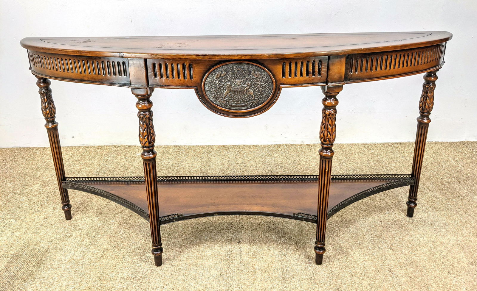 Demilune Hall Sofa Table. Elegant form. Fluted skirt an (1 of 12)