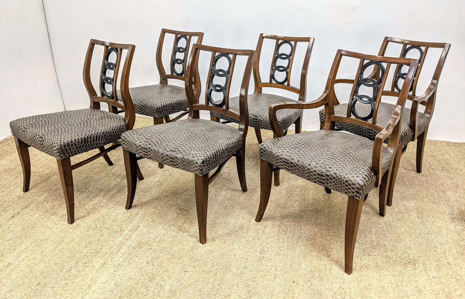 Set 6 Modernist Dining Chairs. Two Arm and Four Side Ch (1 of 11)
