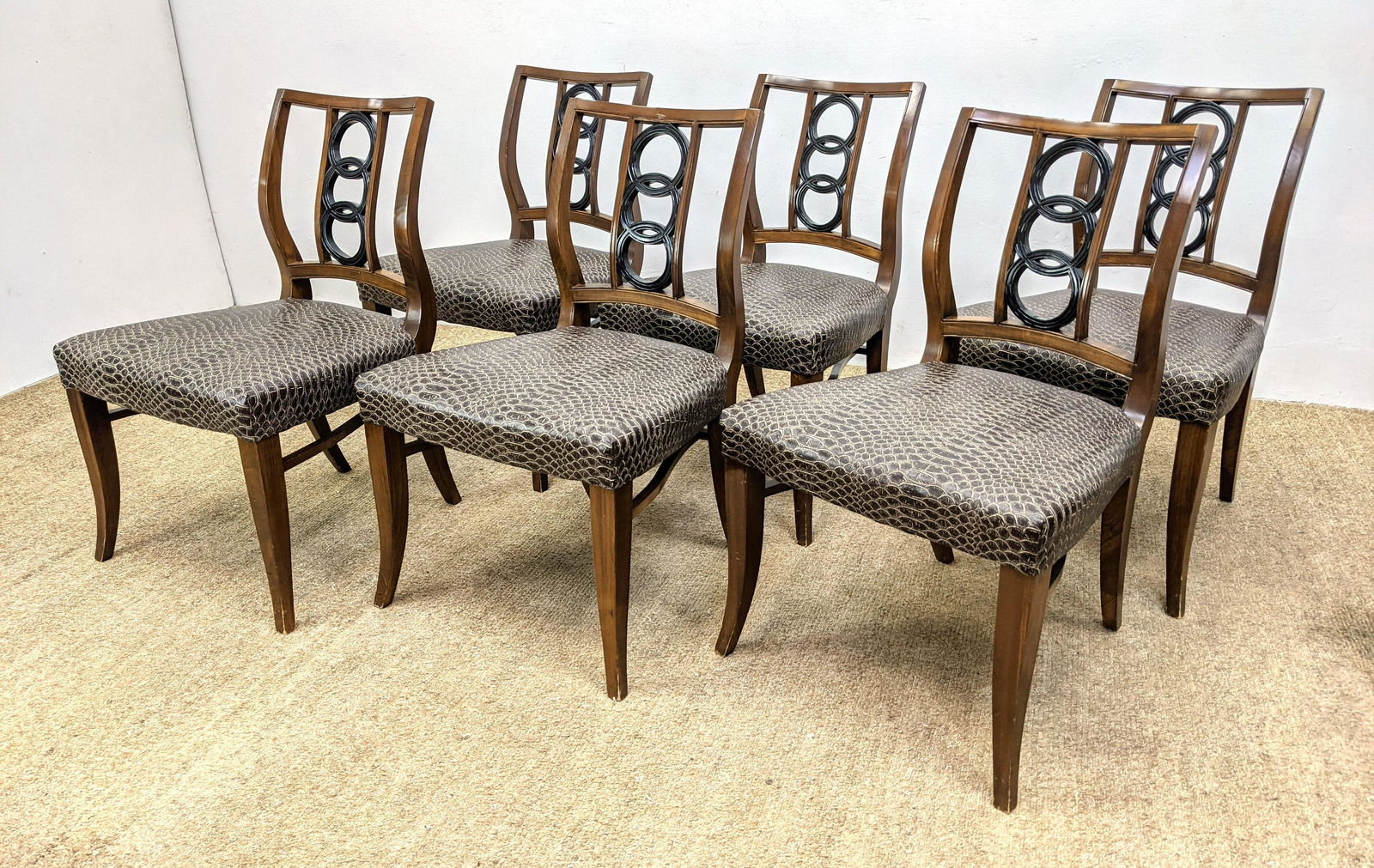 Set 6 Modernist Dining Side Chairs. Backs with open car (1 of 10)