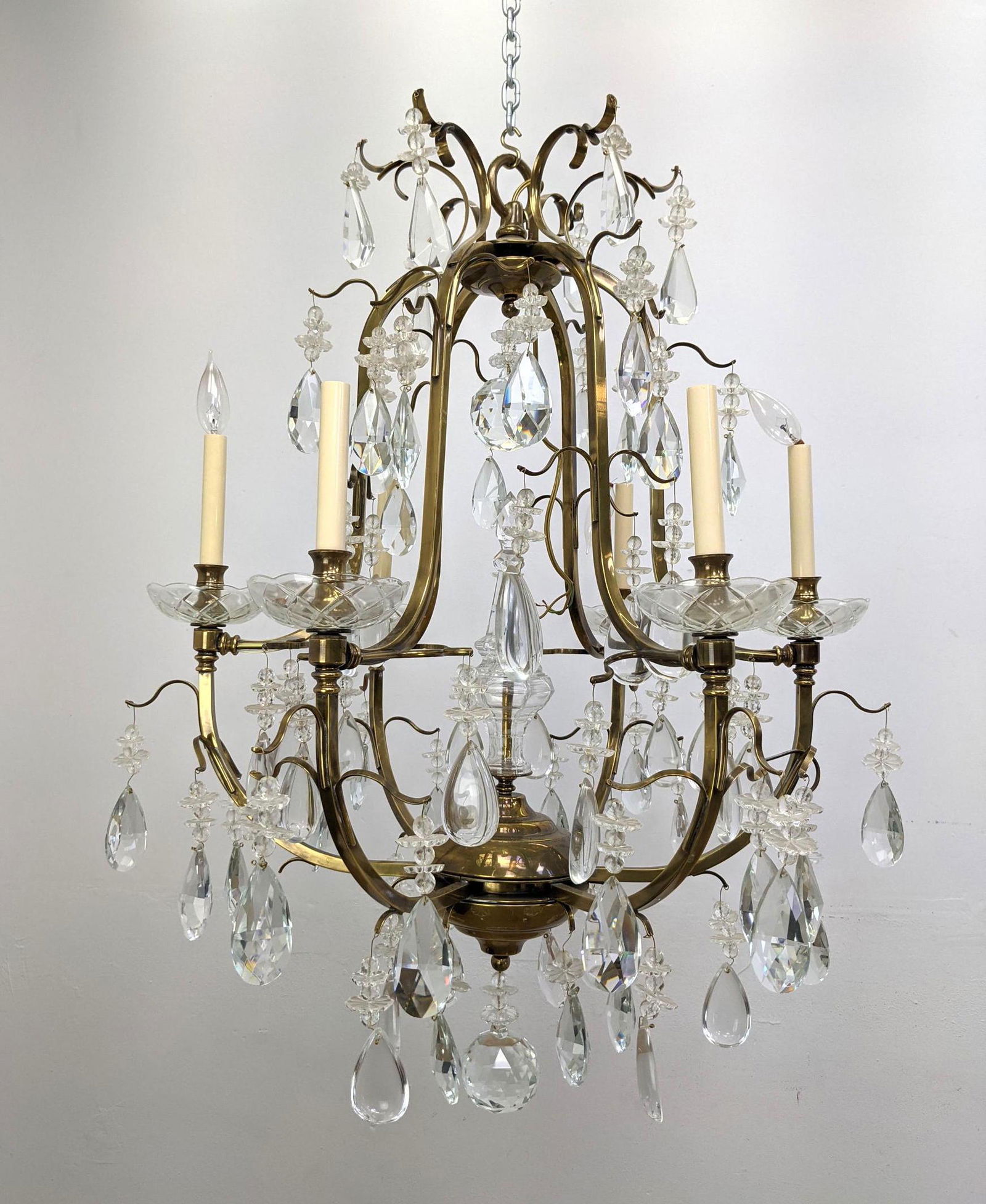 Large Brass and Crystal Hanging Chandelier Lighting. Be (1 of 12)
