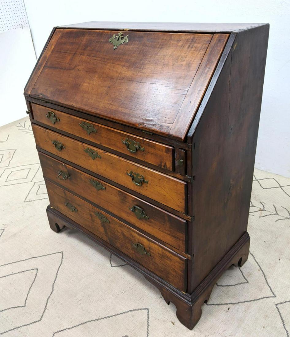 Antique Slant Lid Desk With Dovetailed Construction. C: Antique Slant Lid Desk With Dovetailed Construction. Chippendale Style. Bracket Feet.-- Dimensions: H: 41 inches: W: 35.5 inches: D: 18 inches ---