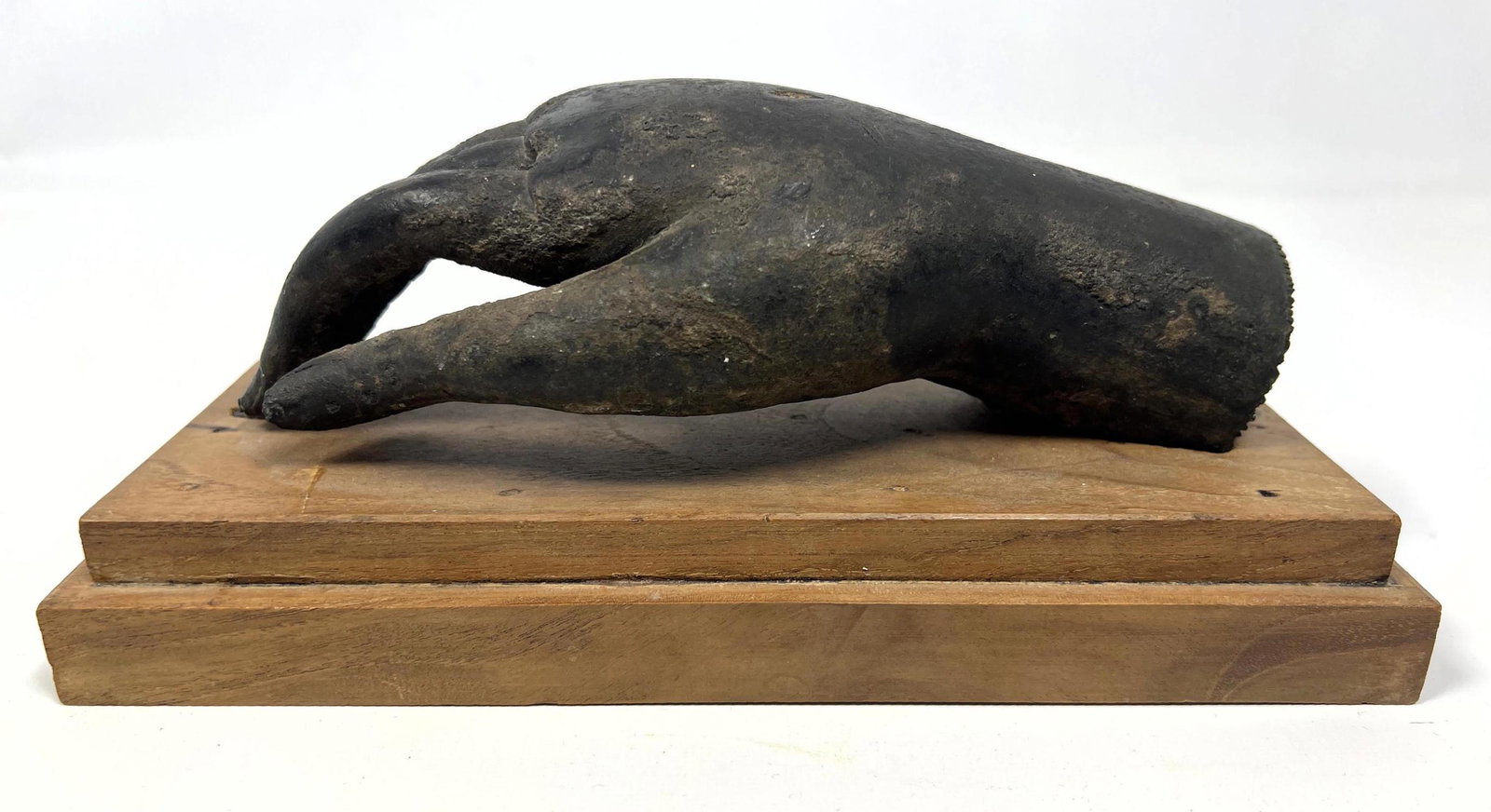 Antique Bronze Model of a Hand. Wood base. (1 of 8)
