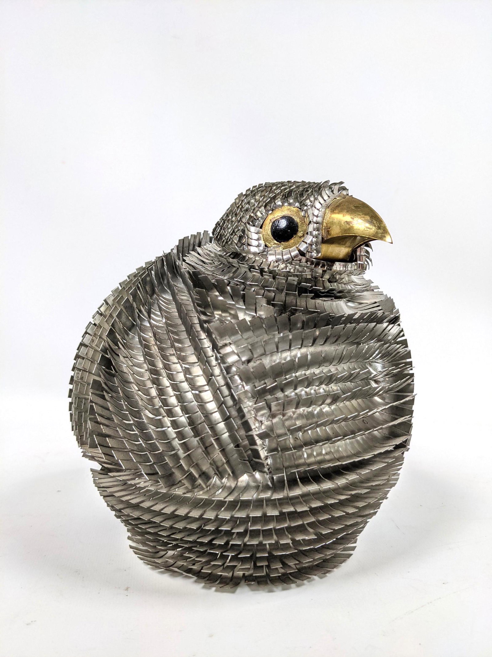 Cut Tin and Brass Brutalist Modernist Bird Sculpture. (1 of 13)