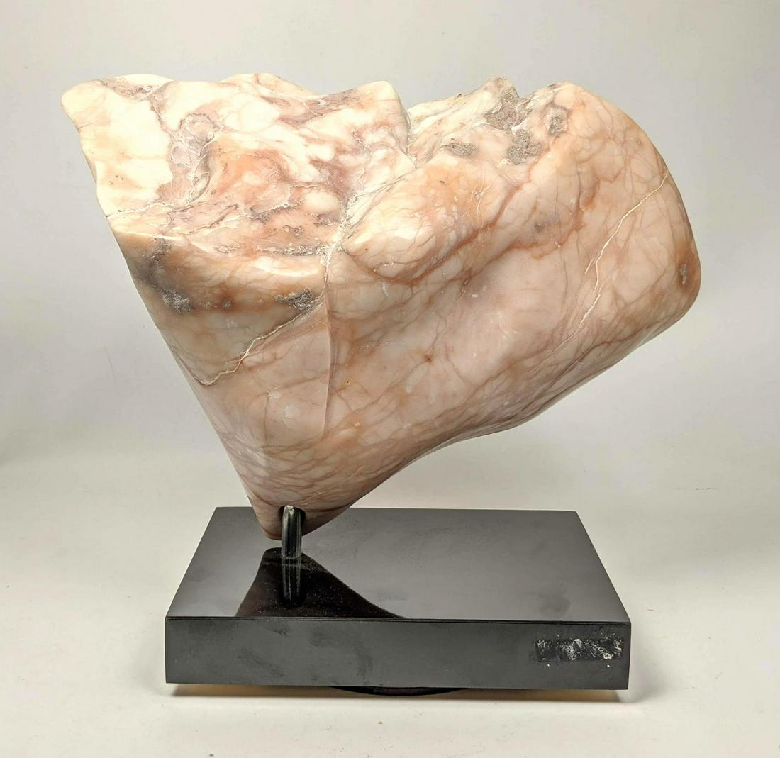 Signed ES Carved Marble Abstract Sculpture. Swivel Base (1 of 10)