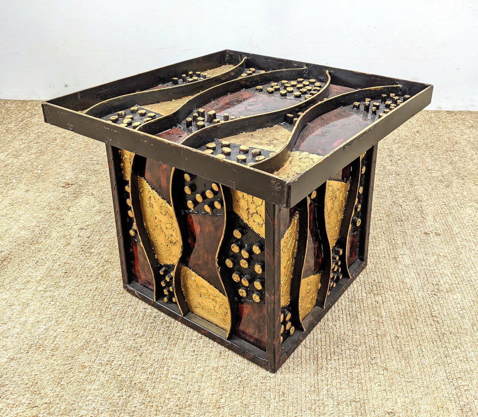 Paul Evans inspired Sculptural Metal Cube Table. Sculpt (1 of 9)