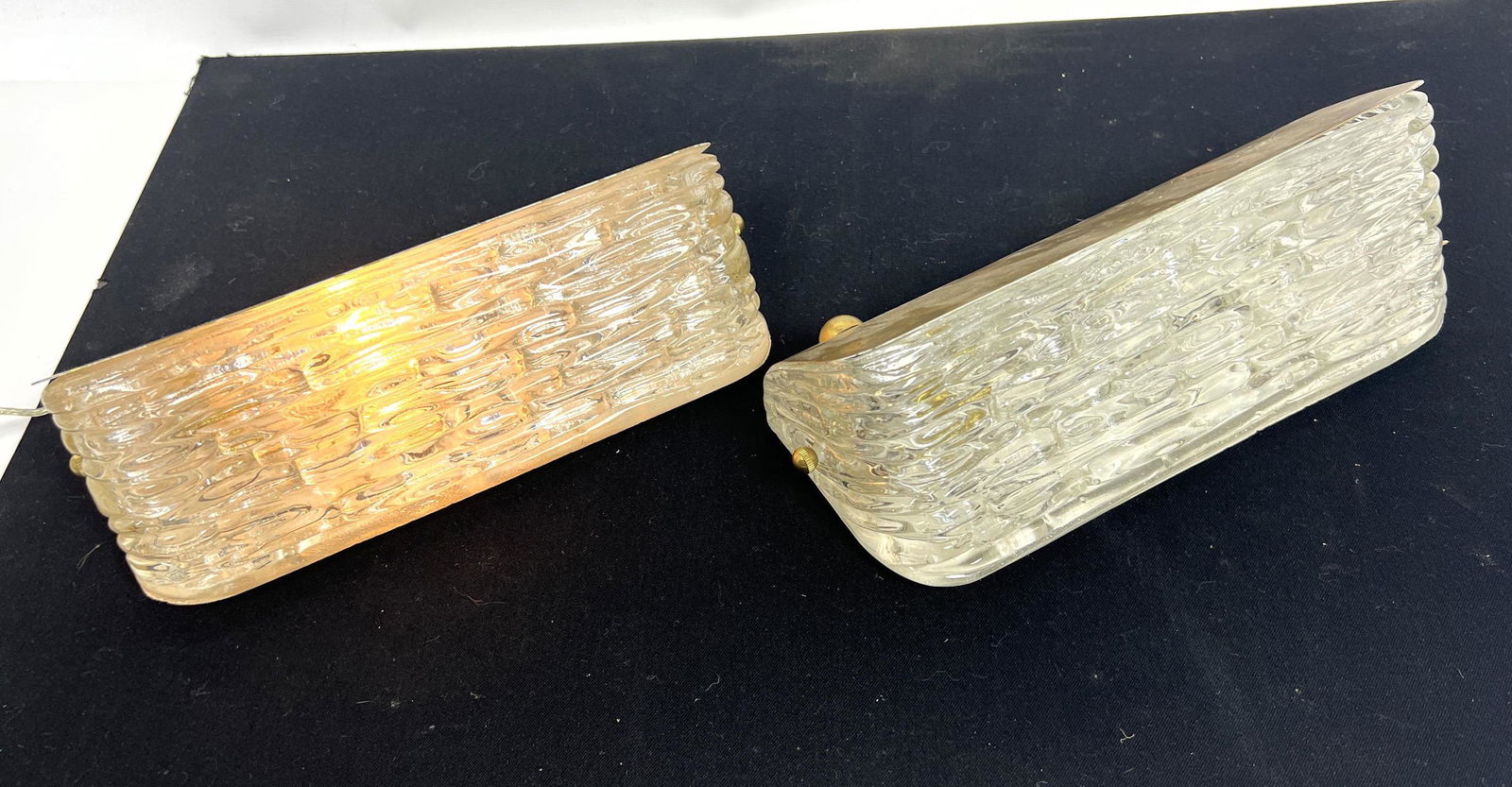 Pr Modernist Wall Sconce Lights. Glass and brass. Textu (1 of 8)